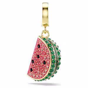 Idyllia charm, Mixed cuts, Watermelon, Multicolored, 18K gold finish